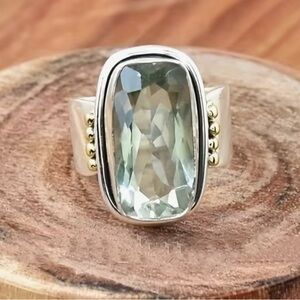 Green Amethyst Vintage Two Tone Band